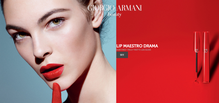 Скриншот с сайта Giorgio Armani Beauty